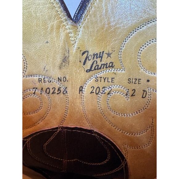 Size 12 D Tony Lama 2022 Brown Cowboy Boots Leather - Picture 10 of 14